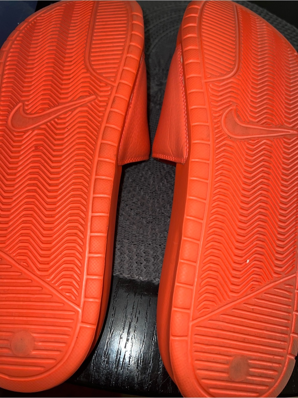 Nike Bright Orange Slide Sandals with White Logo - Picture 7 of 8